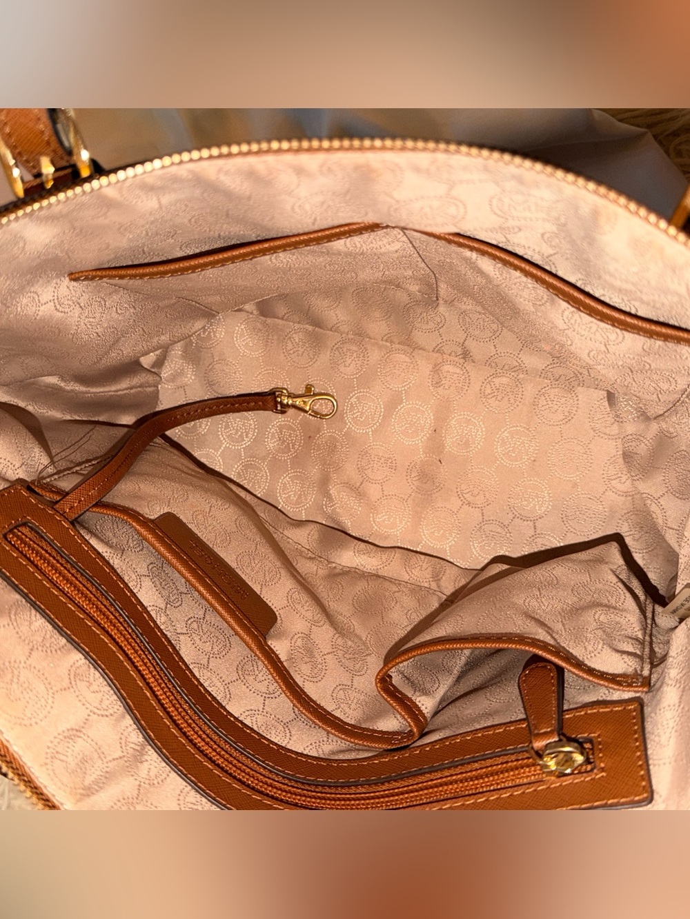 Michael Kors brown Saffiano Leather Tote with Gold Hardware - Picture 3 of 14